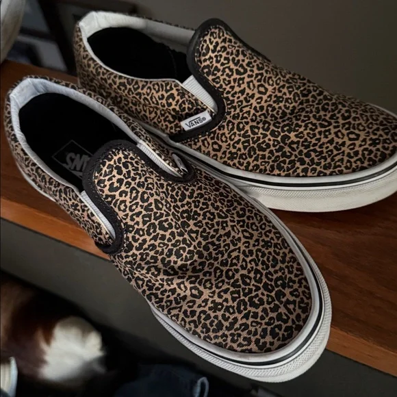 Vans Leopard Print Slip-On Sneakers - Tan and Black cheetah leopard - Picture 10 of 10